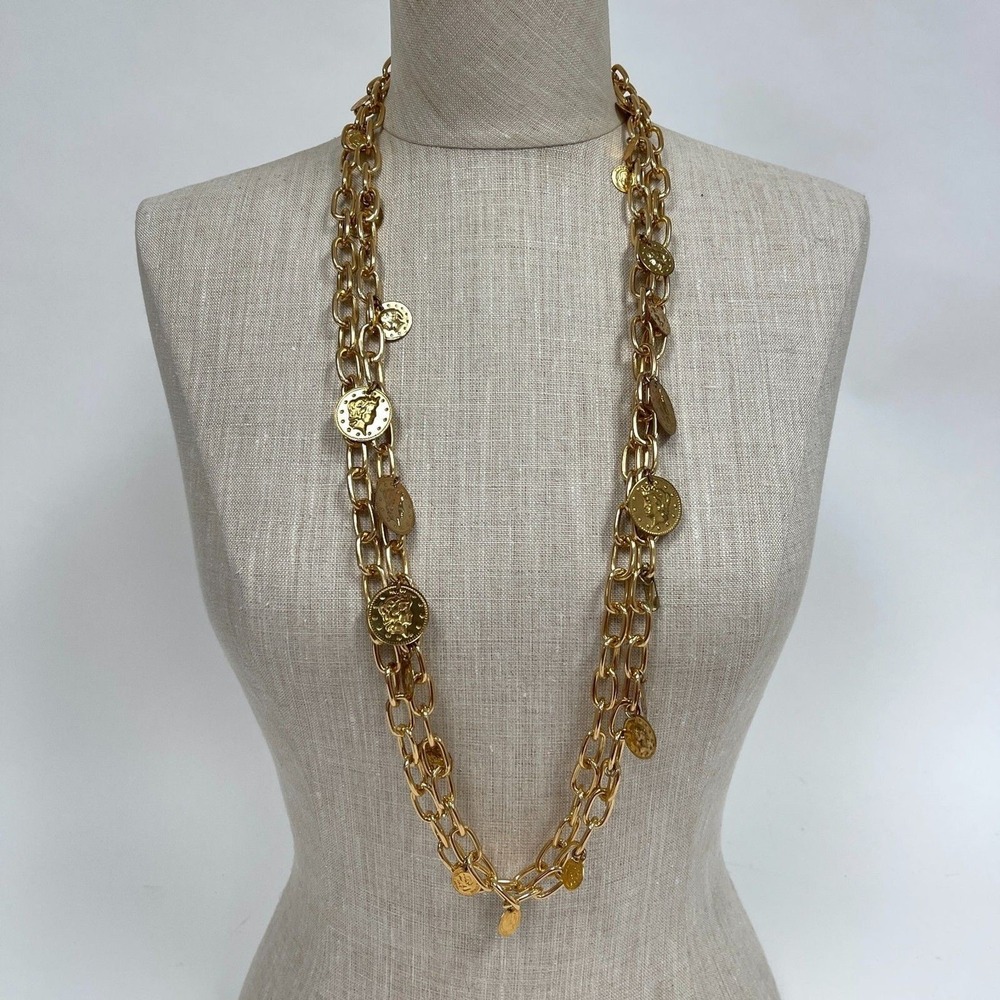Gold-tone Chains Coins Women's Fashion Necklaces Lot of‎ 2